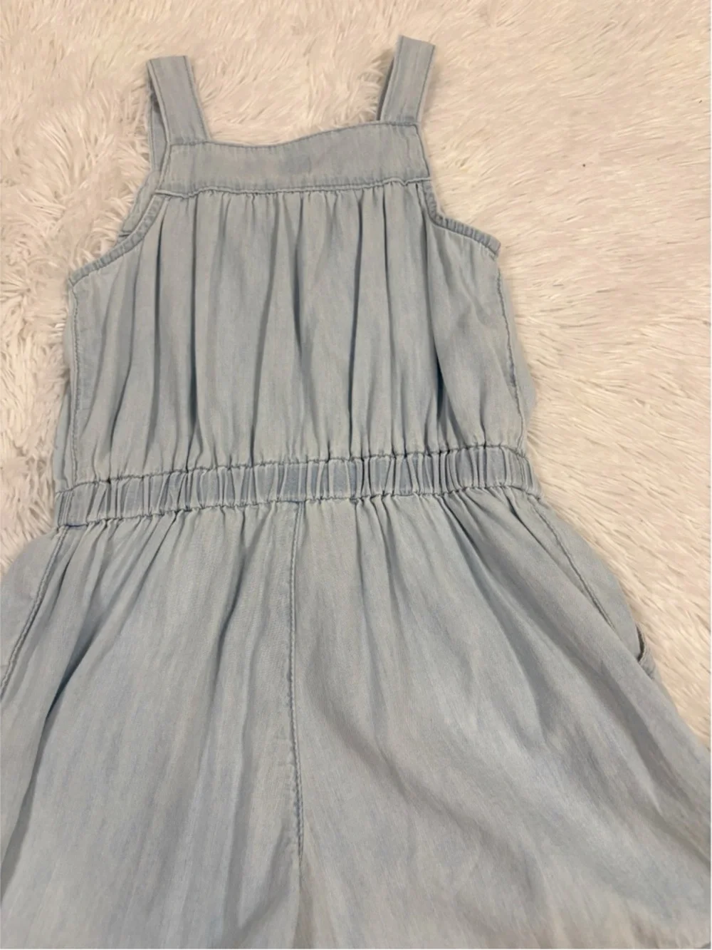 Gap girls sleeveless chambray Romper‎ with Button Front light blue